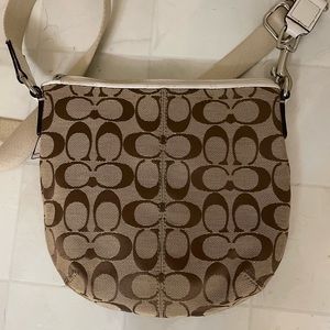Coach Crossbody Tan & Cream Classic Pattern